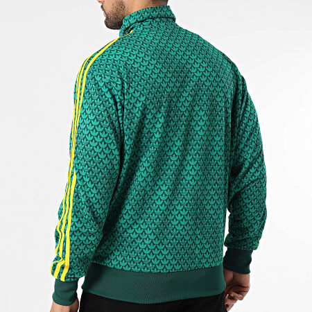 Adidas Originals - Veste Zippée A Bandes Firebird KD0382 Vert Jaune