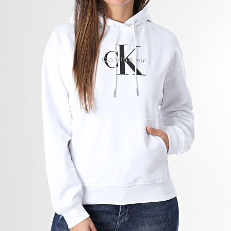 Calvin Klein - Sweat Capuche Femme E221G Blanc