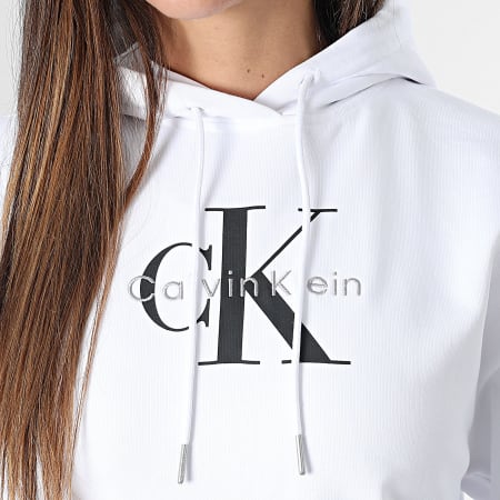 Calvin Klein - Sweat Capuche Femme E221G Blanc