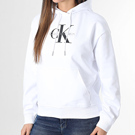Calvin Klein - Sweat Capuche Femme E221G Blanc