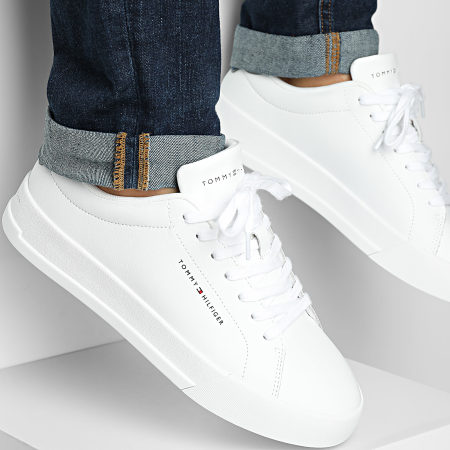 Tommy Hilfiger - Baskets Court Leather Detail Essential 5367 White Agean Sea