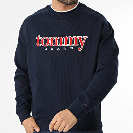Tommy Jeans - Sweat Crewneck Côtelé 90s Texture Graphic 2373 Bleu Marine