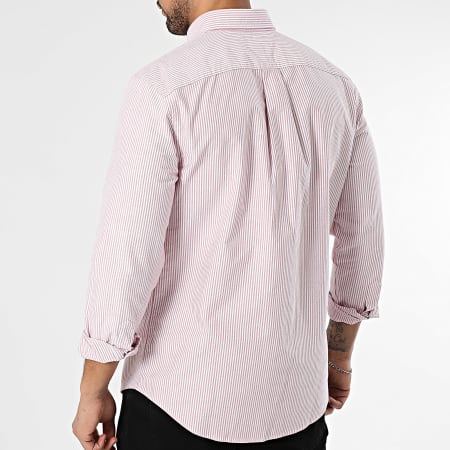 Tommy Hilfiger - Camisa de Manga Larga A Rayas Heritage Oxford Stripe 6238 Blanca Roja