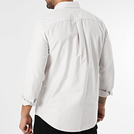 Tommy Hilfiger - Camisa de Manga Larga a Rayas Heritage Oxford Stripe 6238 Beige Blanco