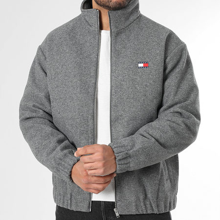 Tommy Jeans - Veste Zippée Essential Wool Padded 2288 Gris Chiné