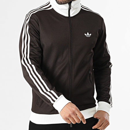 Adidas Originals - Veste Zippée Classic TT KE1665 Marron Blanc