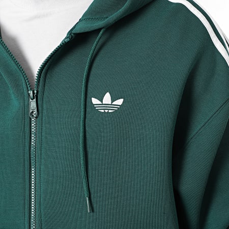 Adidas Originals - Sudadera Con Capucha con Cremallera A Rayas Spacer KD4085 Verde Blanco