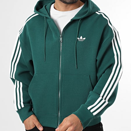 Adidas Originals - Sudadera Con Capucha con Cremallera A Rayas Spacer KD4085 Verde Blanco