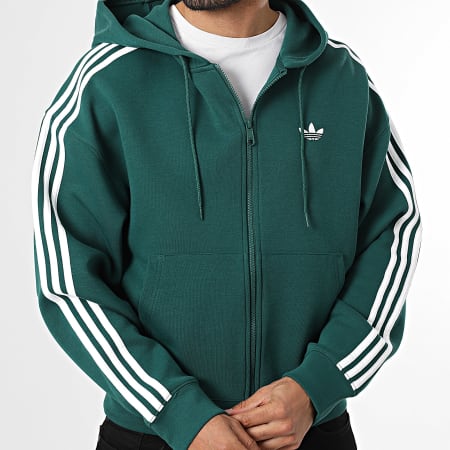 Adidas Originals - Sudadera Con Capucha con Cremallera A Rayas Spacer KD4085 Verde Blanco