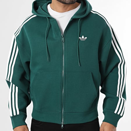 Adidas Originals - Sudadera Con Capucha con Cremallera A Rayas Spacer KD4085 Verde Blanco