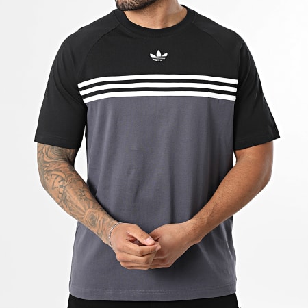 Adidas Originals - Chest Striped T-Shirt KE2130 Dark Gray Black
