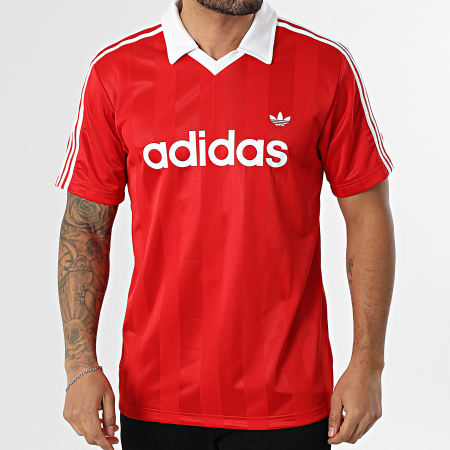 Adidas Originals - Tee Shirt Col V A Bandes Jersey KE3583 Rouge