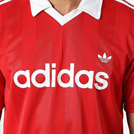 Adidas Originals - Tee Shirt Col V A Bandes Jersey KE3583 Rouge