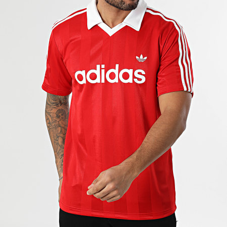Adidas Originals - Tee Shirt Col V A Bandes Jersey KE3583 Rouge