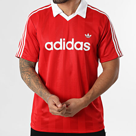 Adidas Originals - V-Collar Graphical Band T-Shirt KE3583 Red - Ryses