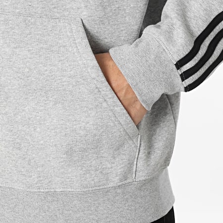 Adidas Originals - Sweat Capuche Zippé A Bandes Baggy JX1546 Gris Chiné