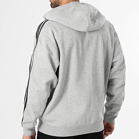 Adidas Originals - Sweat Capuche Zippé A Bandes Baggy JX1546 Gris Chiné