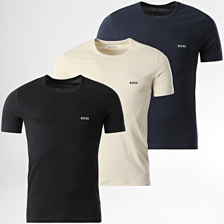 BOSS - Lot De 3 Tee Shirts 50532468 Beige Noir Bleu Marine