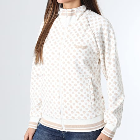 Guess - Sweat Zippé Femme V5YQ03-KB212 Blanc Beige