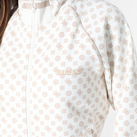 Guess - Sweat Zippé Femme V5YQ03-KB212 Blanc Beige