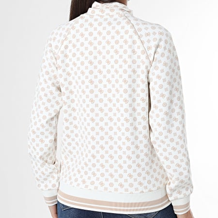 Guess - Sweat Zippé Femme V5YQ03-KB212 Blanc Beige