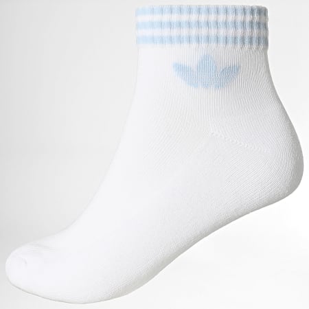 Adidas Originals - Lot De 3 Paires De Chaussettes 3 Stripes Ankle KH0460 Blanc Noir Vert Bouteille Bleu Clair