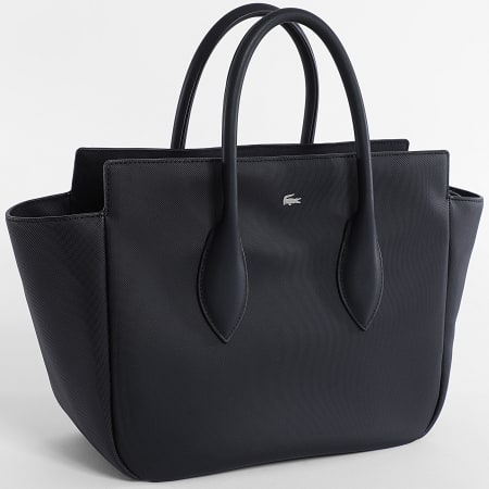 Lacoste - Bolso de Mano Mujer Logo Cocodrilo Metal Negro