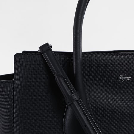 Lacoste - Bolso de Mano Mujer Logo Cocodrilo Metal Negro