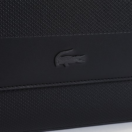 Lacoste - Sacoche Logo Crocodile Métal Noir