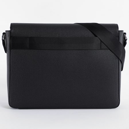 Lacoste - Sacoche Logo Crocodile Métal Noir