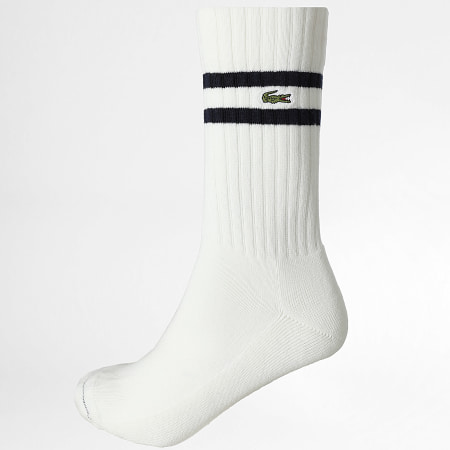 Lacoste - Lot De 2 Paires De Chaussettes Logo Brodé Crocodile Bleu Marine Blanc