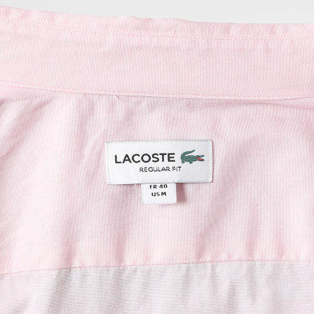 Lacoste - Chemise Manches Longues Regular Fit Logo Brodé Crocodile Rose