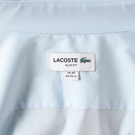 Lacoste - Camisa de Manga Larga Logo Bordado Cocodrilo Azul Claro