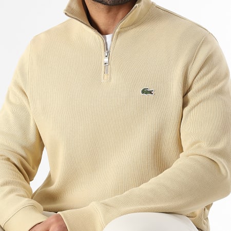 Lacoste - Sweat Col Zippé Classic Fit Logo Brodé Crocodile Beige