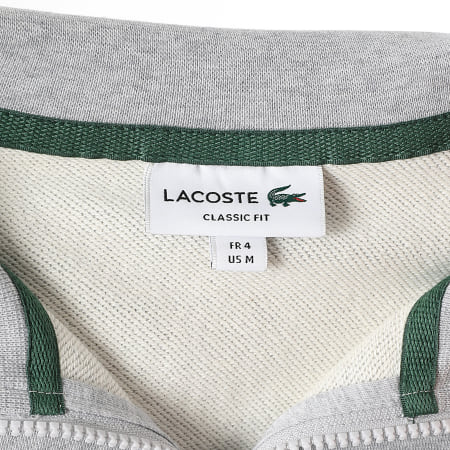 Lacoste - Sweat Col Montant Zippé Classic Fit Logo Brodé Crocodile Gris Chiné
