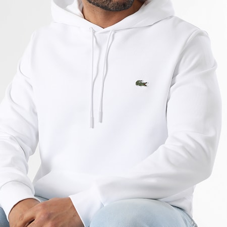 Lacoste - Sweat Capuche Logo Brodé Crocodile Classic Fit Blanc