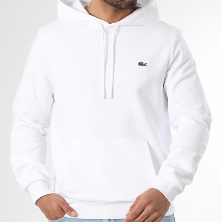 Lacoste - Sweat Capuche Logo Brodé Crocodile Classic Fit Blanc