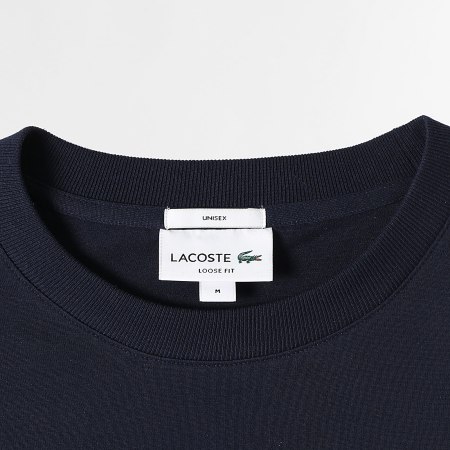 Lacoste - Tee Shirt Oversize Logo Brodé Crocodile Ton Sur Ton Bleu Marine