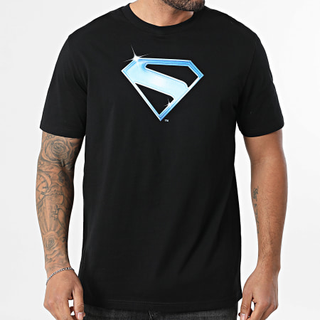 Superman - Tee Shirt Oversize Superman New Black Front Bleu Noir