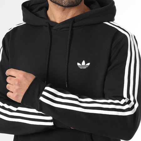 Adidas Originals - Sudadera con Capucha A Bandes 3 Stripes KE3556 Negro Blanco
