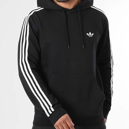 Adidas Originals - Sudadera con Capucha A Bandes 3 Stripes KE3556 Negro Blanco