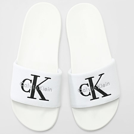 Calvin Klein - Chanclas Essential Slide CV 1393 Triple Brillante Blanco