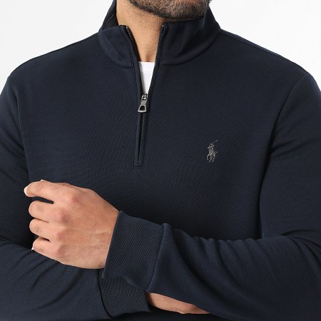Polo Ralph Lauren - Sweat Col Zippé Original Player Ton Sur Ton Bleu Marine