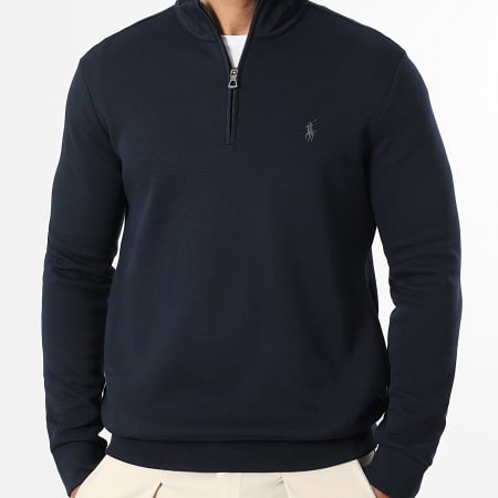 Polo Ralph Lauren - Sweat Col Zippé Original Player Ton Sur Ton Bleu Marine