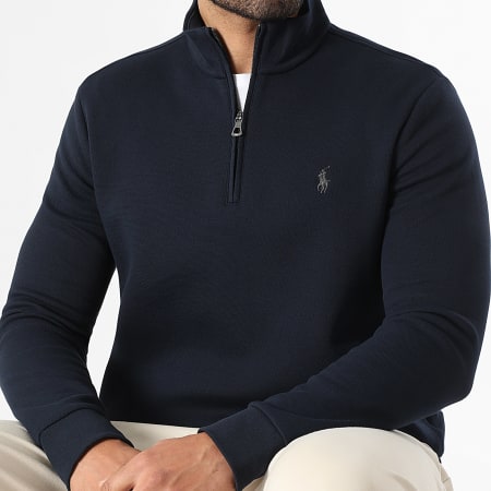 Polo Ralph Lauren - Sweat Col Zippé Original Player Ton Sur Ton Bleu Marine