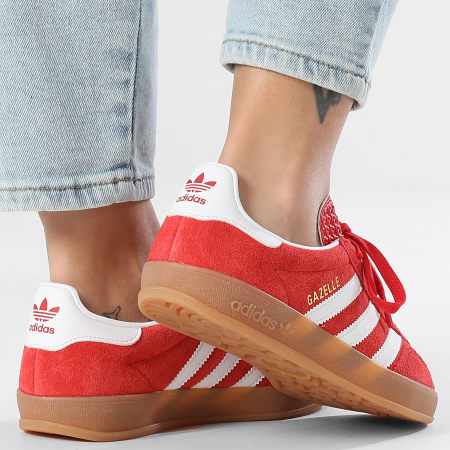 Adidas Originals - Zapatillas Mujer Gazelle Indoor J JS3801 Mejor Scarlet Calzado Blanco Gum 2