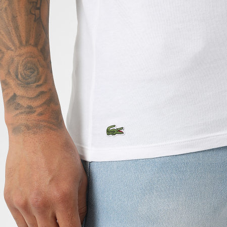 Lacoste - Lot De 3 Débardeurs Logo Brodé Crocodile Blanc