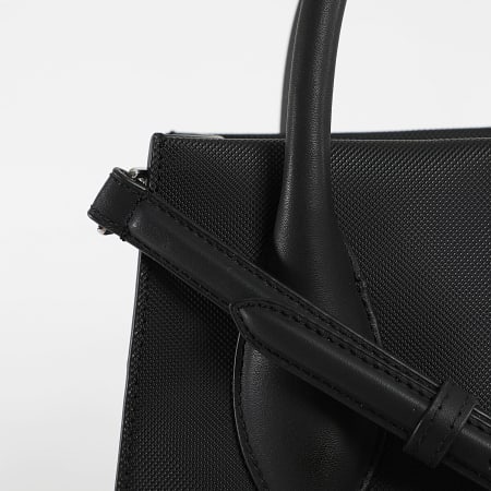 Lacoste - Sac A Main Simili Cuir Femme Logo Crocodile Metal Noir