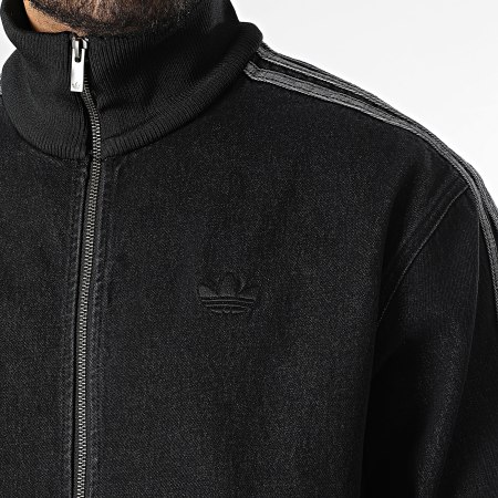 Adidas Originals - Veste Jean Zippée A Bandes Denim Firebird KD1516 Noir