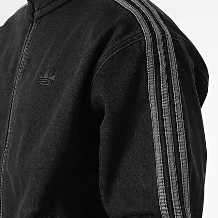 Adidas Originals - Veste Jean Zippée A Bandes Denim Firebird KD1516 Noir